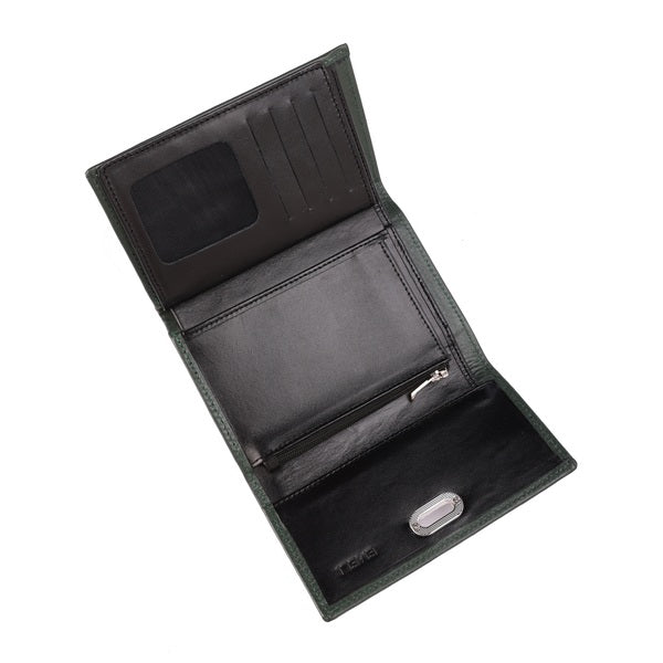 Metal Button Closure Leather Wallet