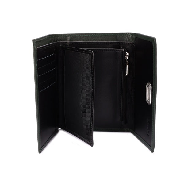 Metal Button Closure Leather Wallet
