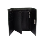 Metal Button Closure Leather Wallet