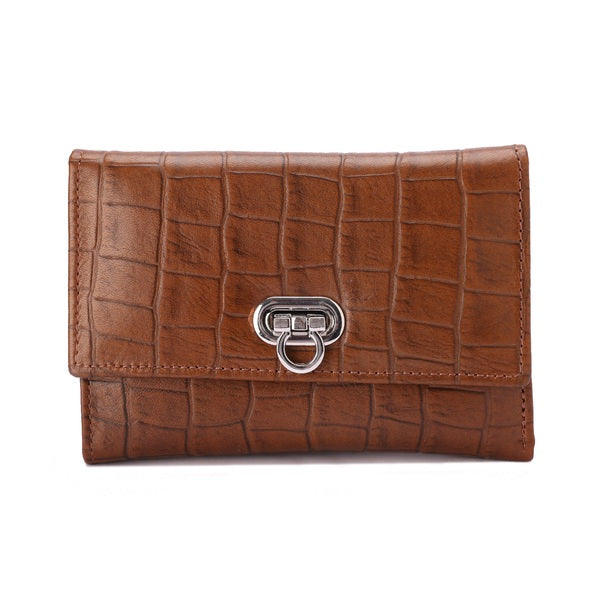 Metal Button Closure Leather Wallet