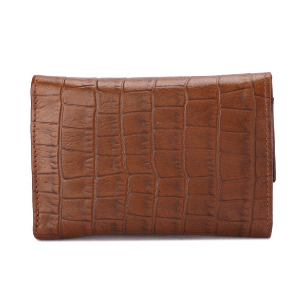 Metal Button Closure Leather Wallet