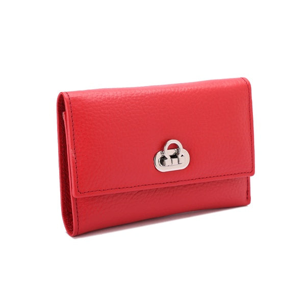 Metal Button Closure Leather Wallet