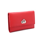 Metal Button Closure Leather Wallet