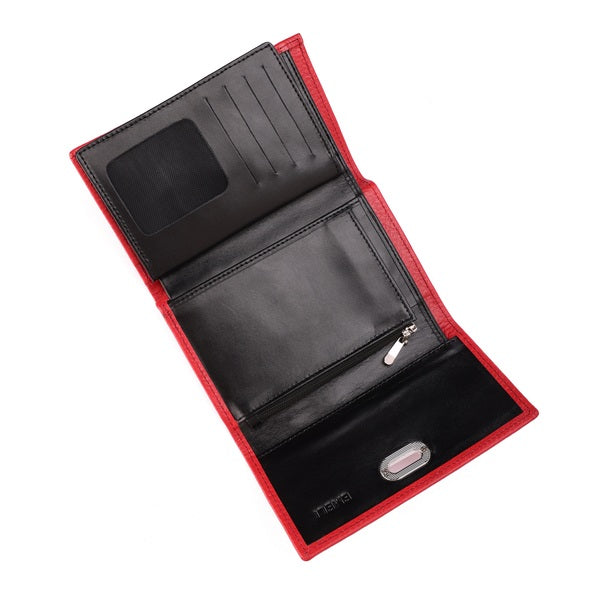 Metal Button Closure Leather Wallet