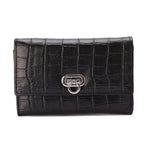 Metal Button Closure Leather Wallet