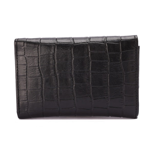 Metal Button Closure Leather Wallet