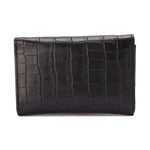 Metal Button Closure Leather Wallet