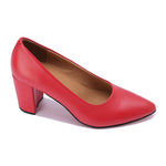 Leather Block Heel Pumps