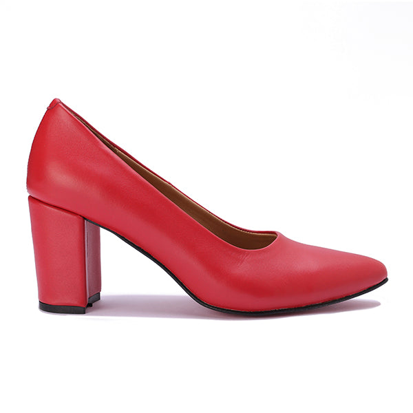 Leather Block Heel Pumps