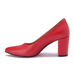 Leather Block Heel Pumps