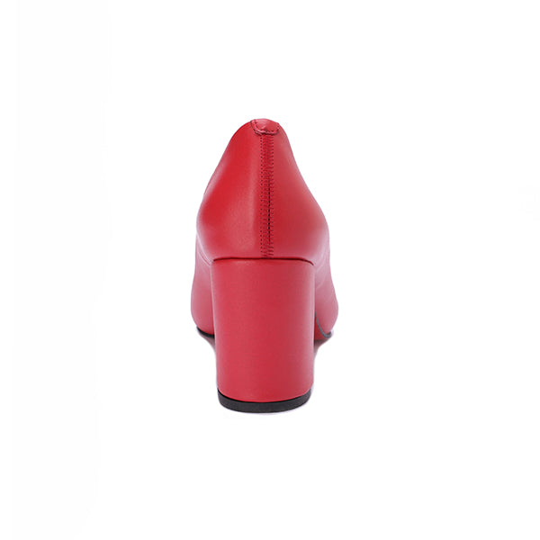 Leather Block Heel Pumps