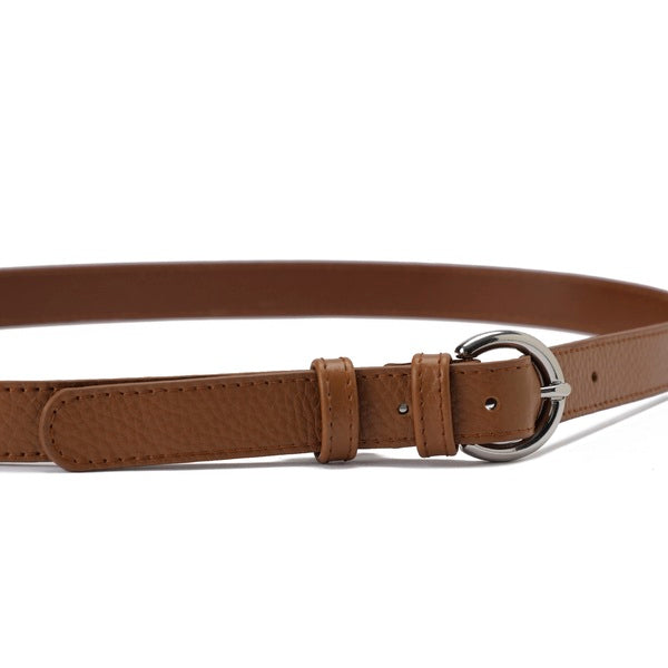 Round-Buckle Silver Belt