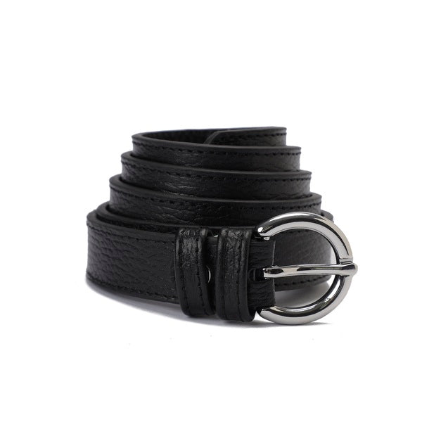 Round-Buckle Silver Belt