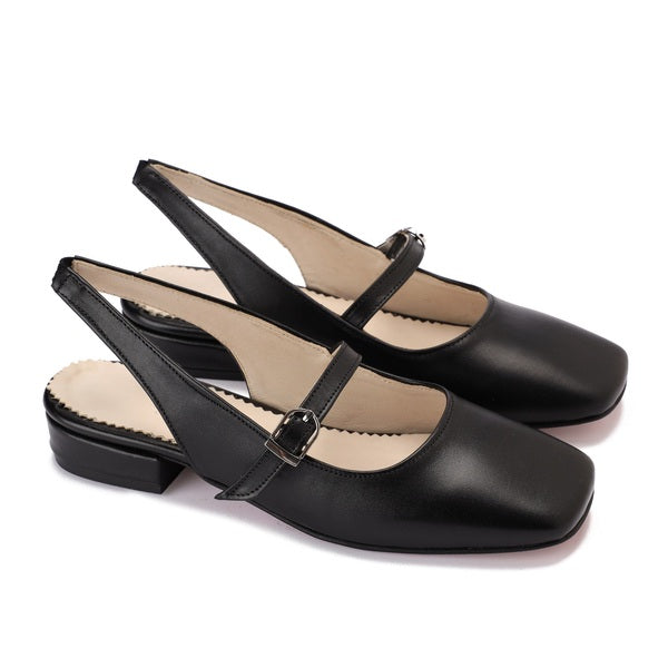 Square-Toe Slingback Flats