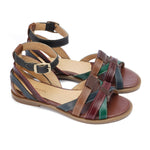 Multi-Strap Multi-Colored Leather Sandals