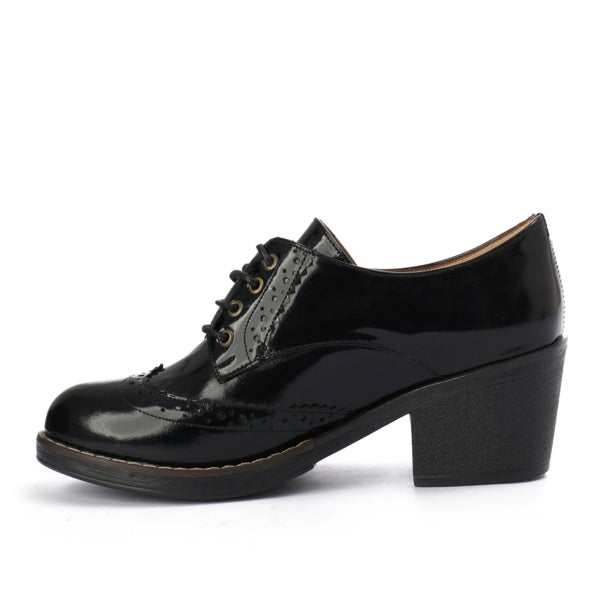 Oxfords Laced Up High Heeled Leather Shoes