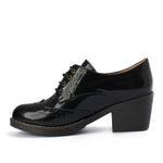 Oxfords Laced Up High Heeled Leather Shoes