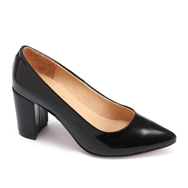 Leather Block Heel Pumps