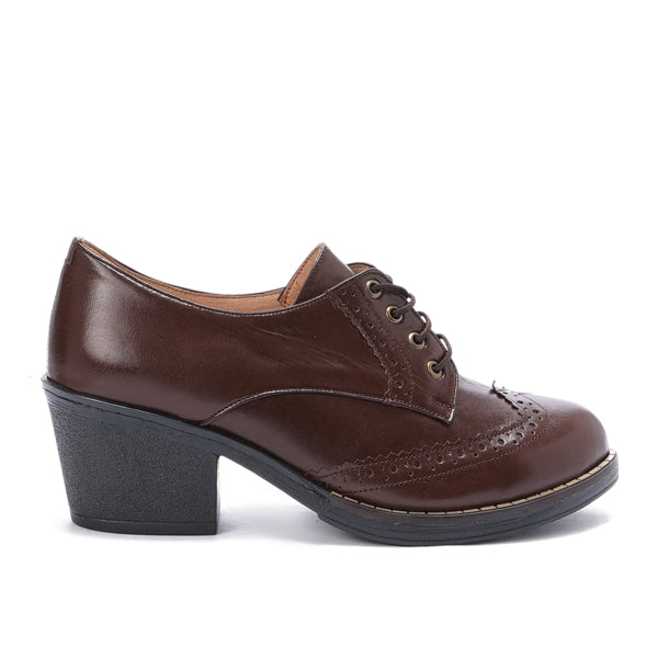 Oxfords Laced Up High Heeled Leather Shoes
