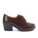 Oxfords Laced Up High Heeled Leather Shoes