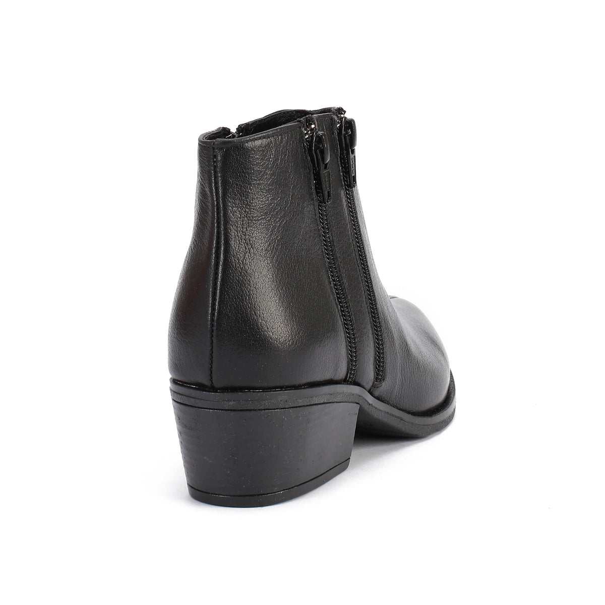 Leather Ankle Boots with Double Zippers