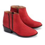 Leather Ankle Boots with Double Zippers