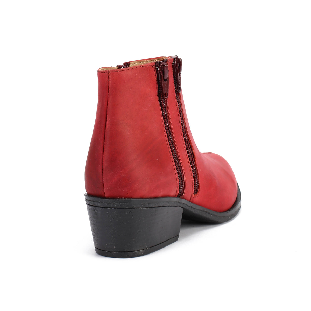 Leather Ankle Boots with Double Zippers