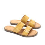 Double-Strapped Leather Slippers