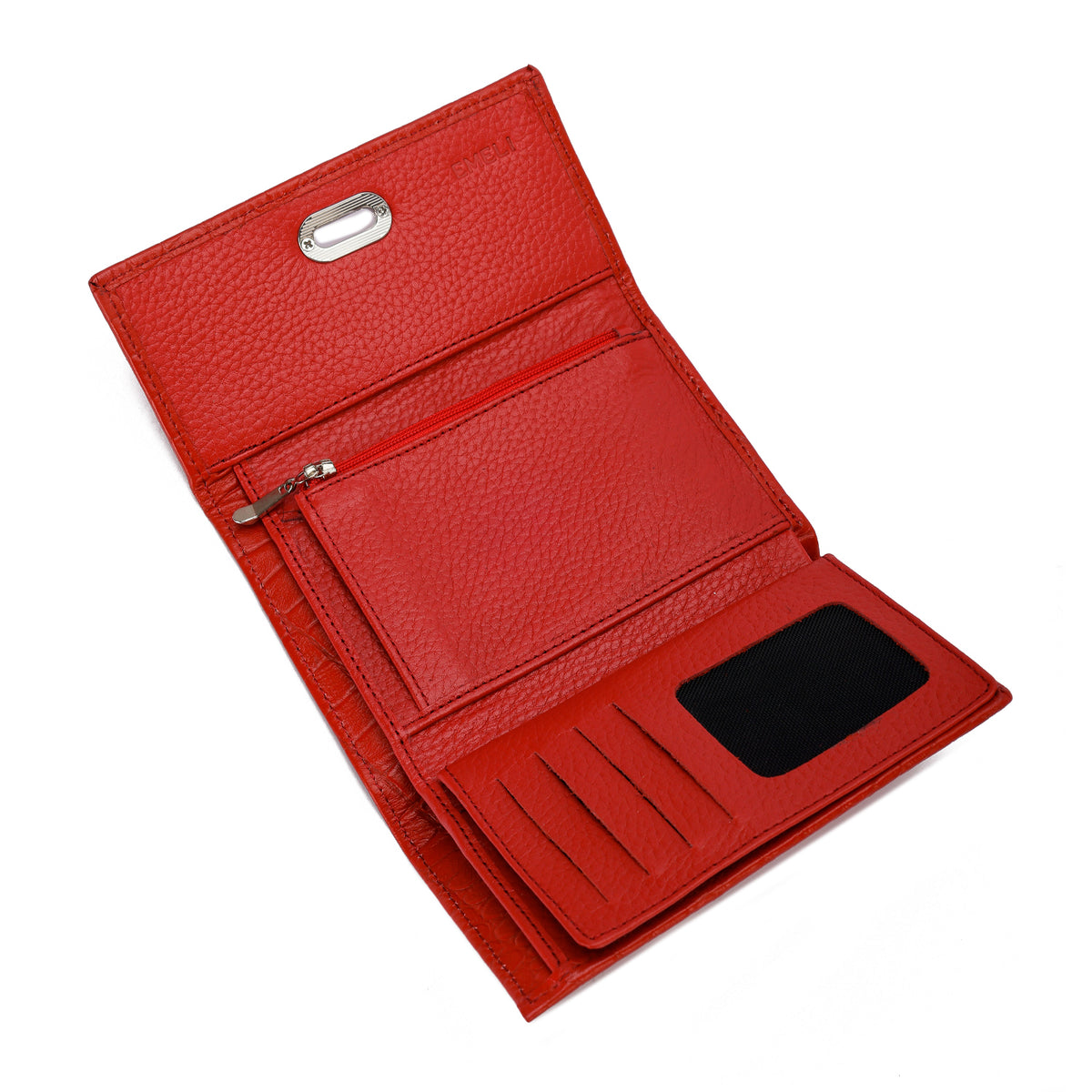 Metal Button Closure Leather Wallet