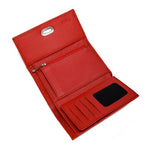 Metal Button Closure Leather Wallet