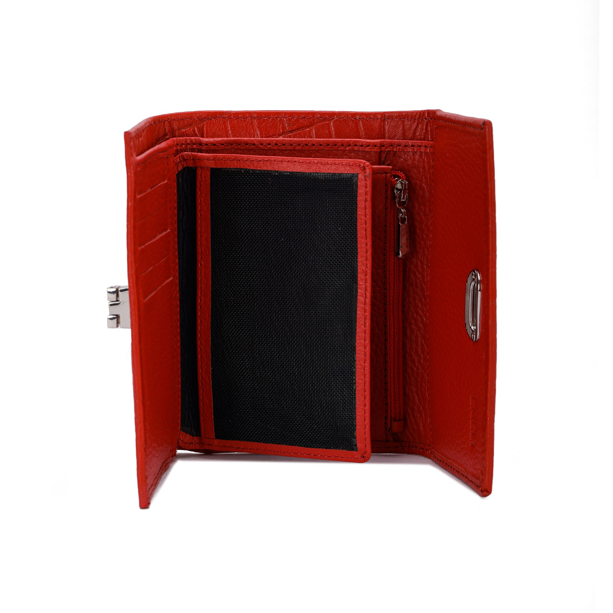 Metal Button Closure Leather Wallet