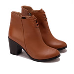 Leather High Heeled Laced Boots