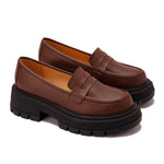 حذاء جلدي بكعب سميك