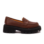 حذاء جلدي بكعب سميك