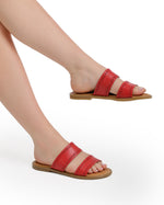 Double-Strapped Leather Slippers