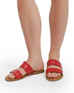 Double-Strapped Leather Slippers