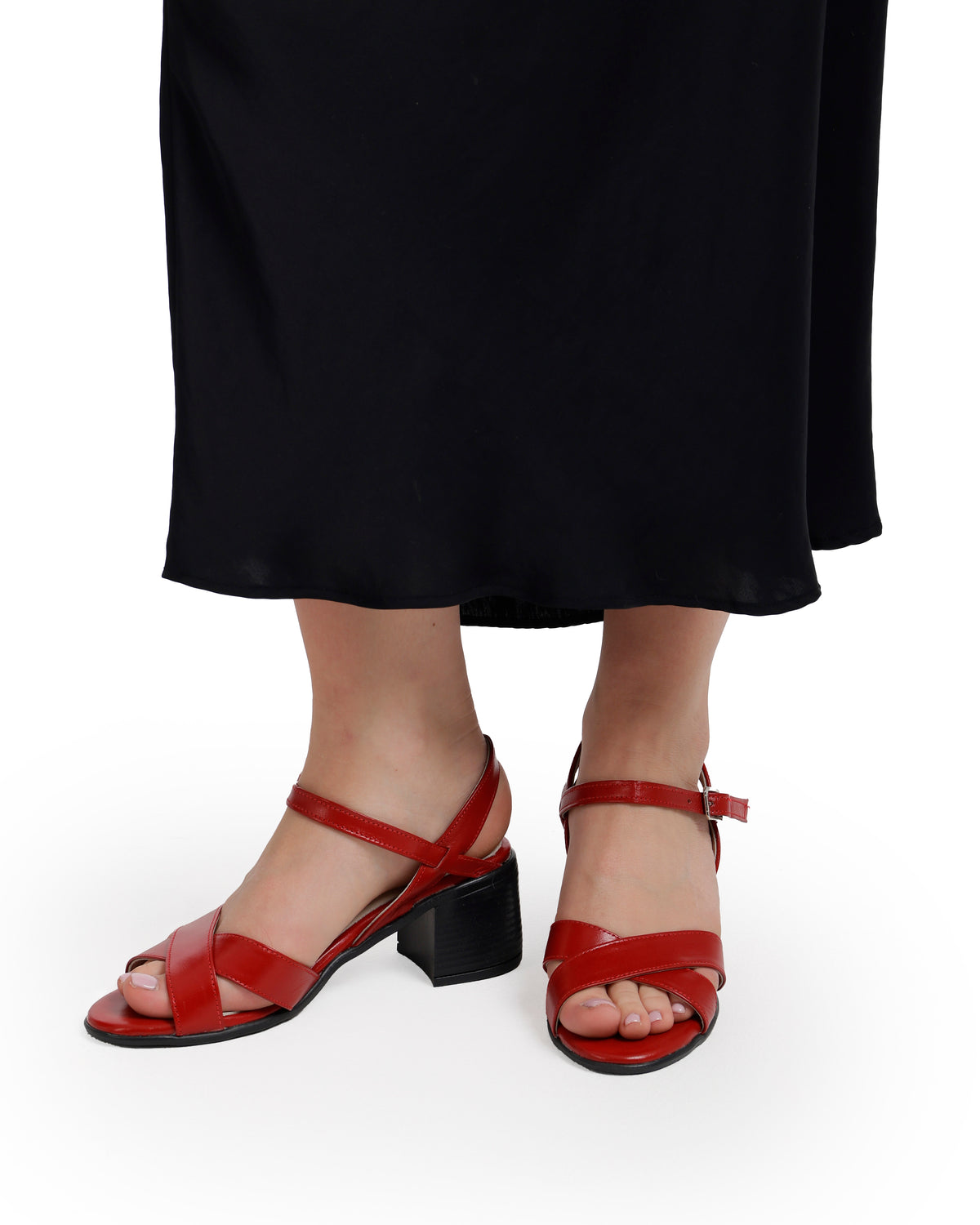 Crisscross Heeled Leather Sandals