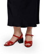 Crisscross Heeled Leather Sandals