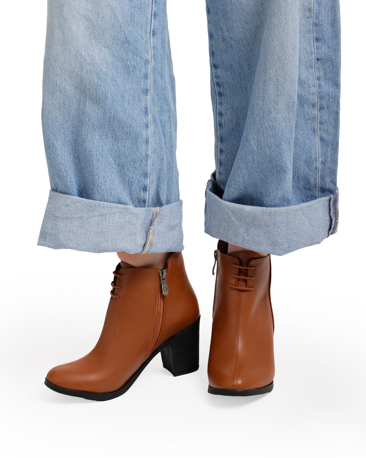 Leather High Heeled Laced Boots