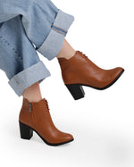 Leather High Heeled Laced Boots