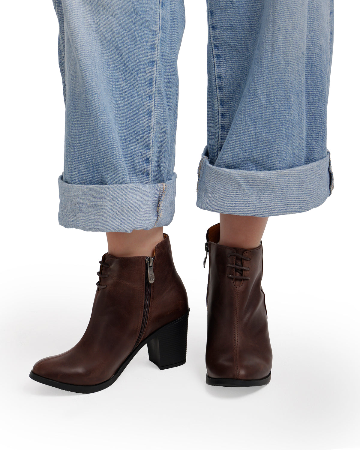 Leather High Heeled Laced Boots