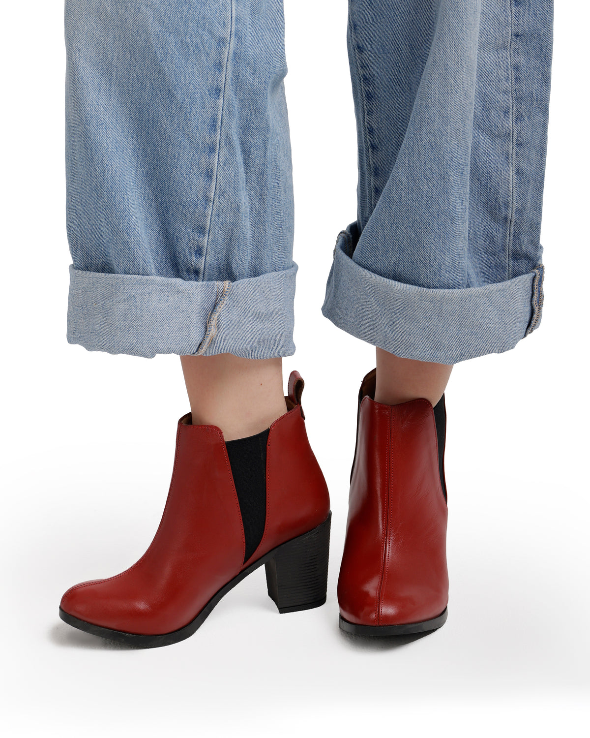 Leather High Heeled Half Boots