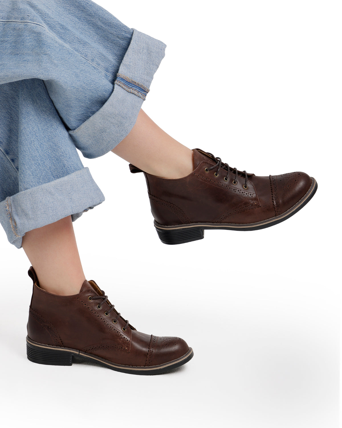 Brogue Ankle Leather Boots