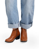 Leather Ankle Boots with Block Heel