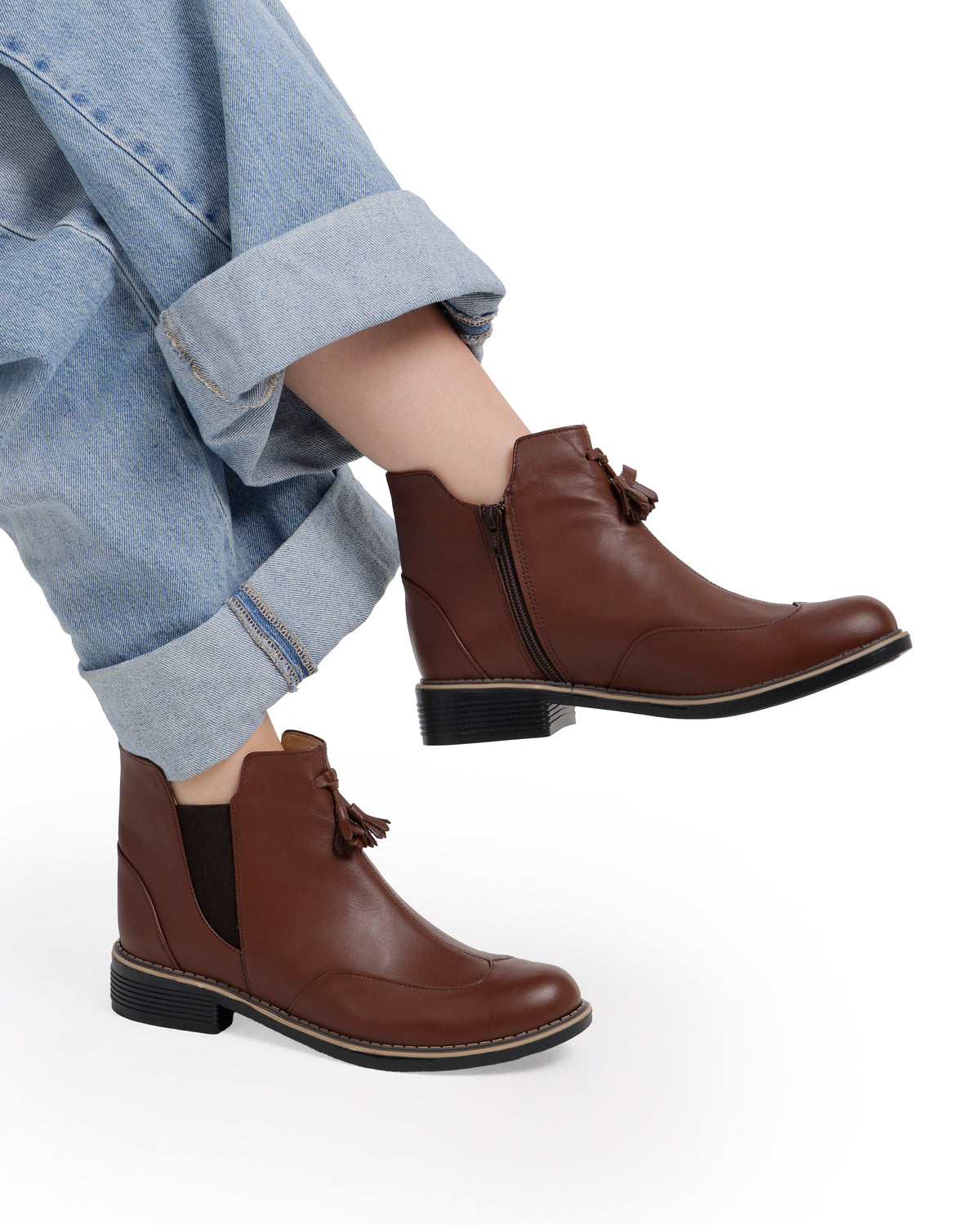 Tassel Ankle Leather Boots