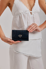 Metal Button Closure Leather Wallet