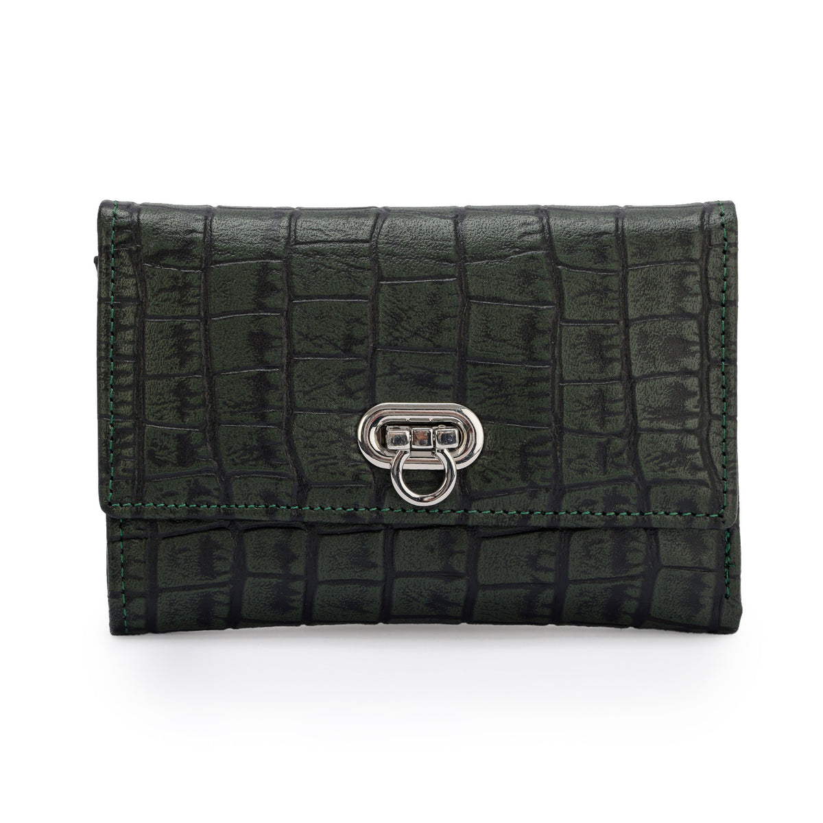 Metal Button Closure Leather Wallet