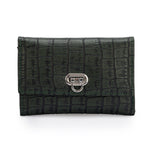 Metal Button Closure Leather Wallet