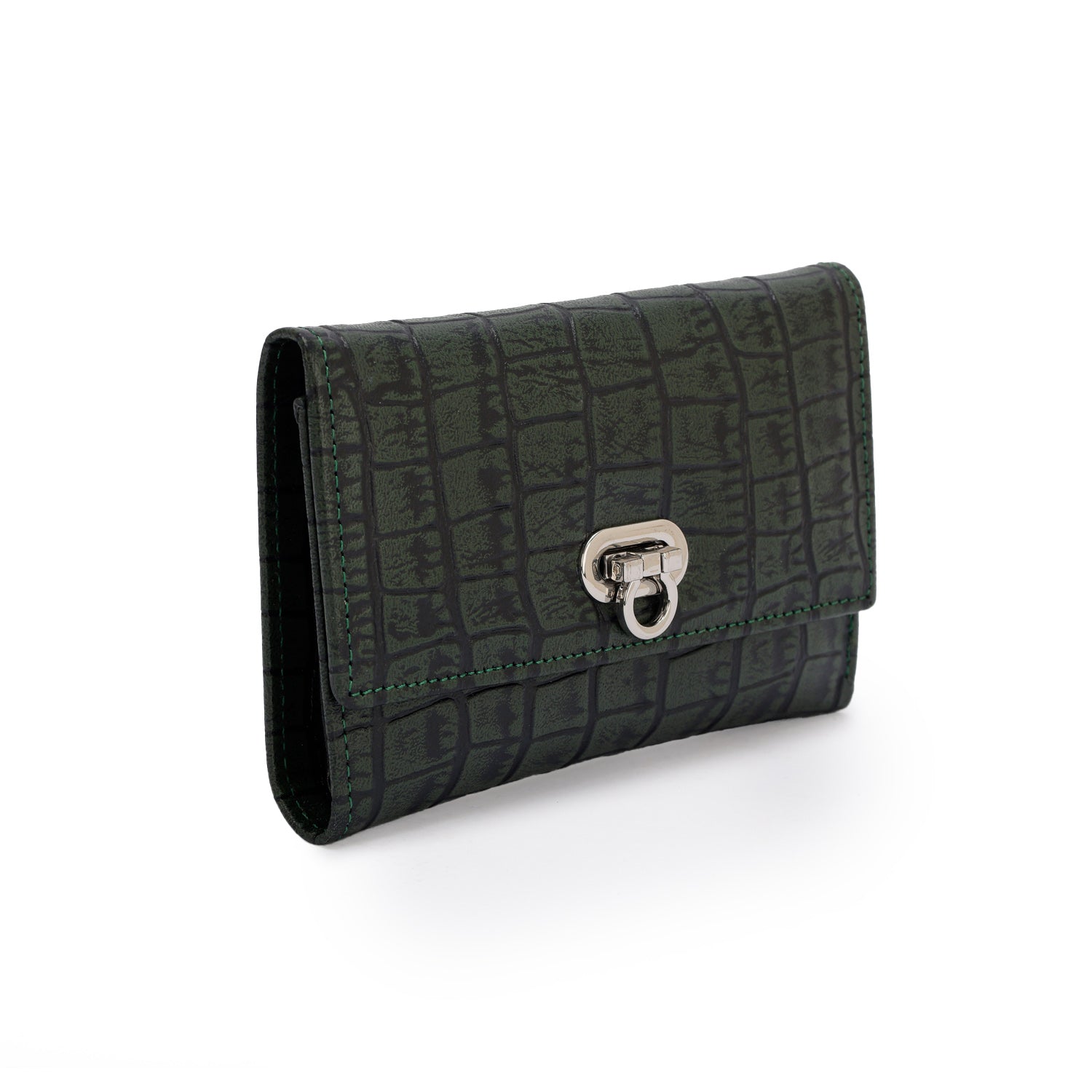 Metal Button Closure Leather Wallet