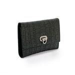 Metal Button Closure Leather Wallet